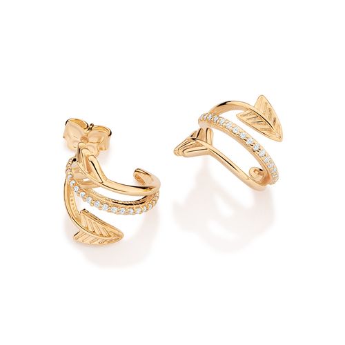 GOLD CUPIDS ARROW HUGGIE EARRINGS