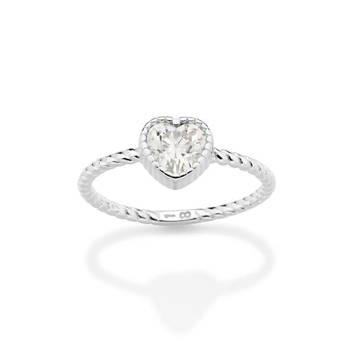 SILVER 925 HEARTLINE TWIST SKINNY RING