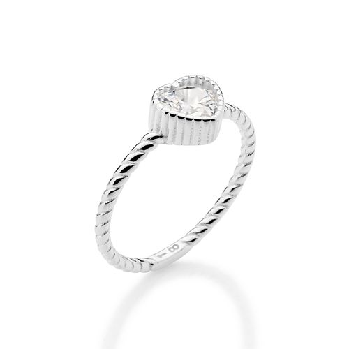 SILVER 925 HEARTLINE TWIST SKINNY RING