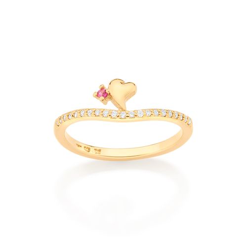 GOLD SHINY HEART SKINNY RING