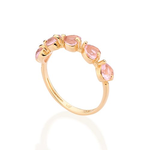 GOLD PINK HEARTS SKINNY RING