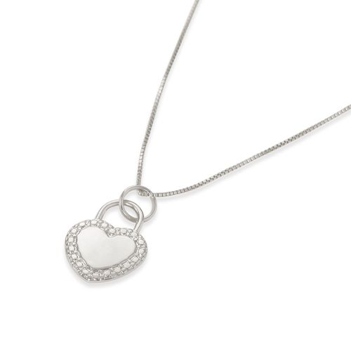 RHODIUM HEART LOCK PENDANT