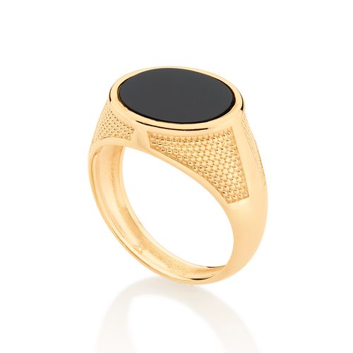 MEN’S GOLD ONYX RING