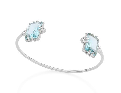 RHODIUM PLATED BRACELET WITH CRYSTAL AND ZIRCONIA