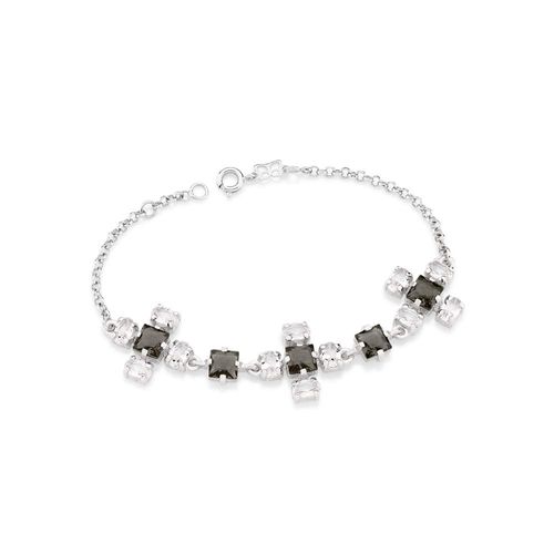 RHODIUM PLATED BRACELET WITH CRYSTAL