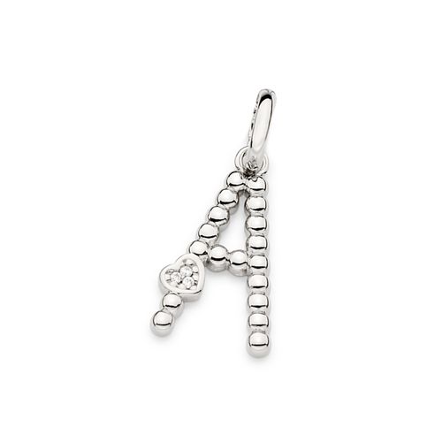 PLATINUM TEXTURED AND HEART LETTER PENDANT-LETTER A