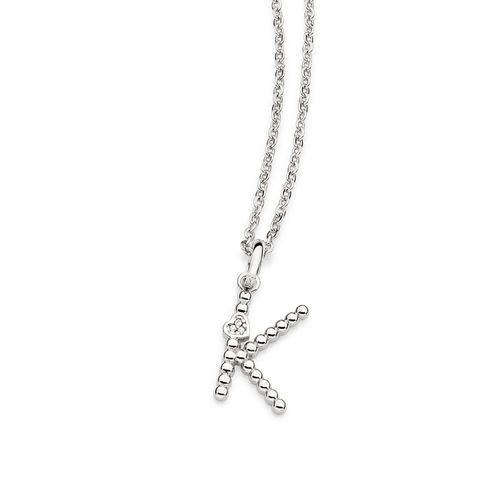 PLATINUM TEXTURED AND HEART LETTER PENDANT-LETTER K