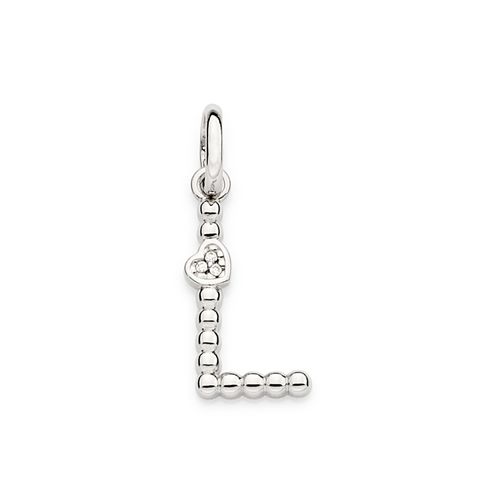 PLATINUM TEXTURED AND HEART LETTER PENDANT-LETTER L