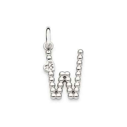 PLATINUM TEXTURED AND HEART LETTER PENDANT-LETTER W