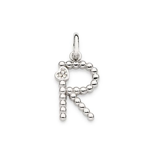 PLATINUM TEXTURED AND HEART LETTER PENDANT-LETTER R