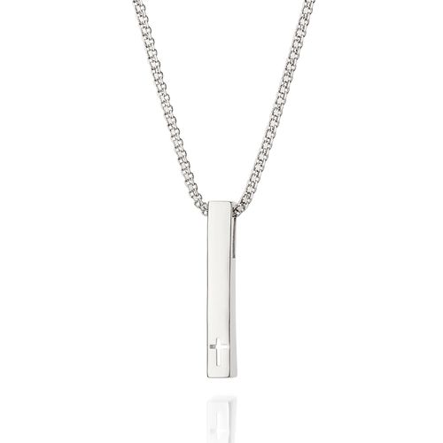 PLATINUM MEN'S SKINNY CROSS PENDANT